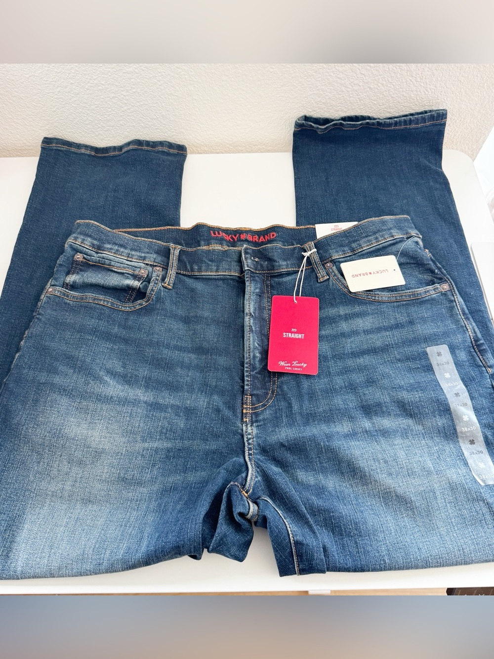 Lucky Brand Mens Straight Fit Stretch Jeans Oasis 38 x30 New